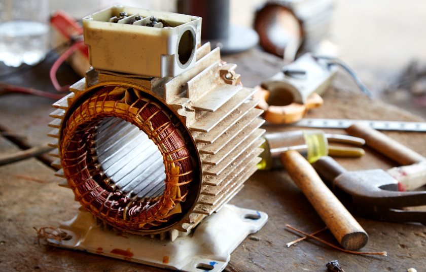 Electric motor undergoing workshop repair